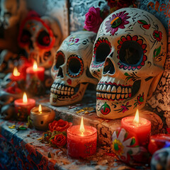 Floats celebrating the Day of the Dead in Mexico