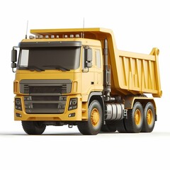 3D Render of Realistic Dump Truck Model isolated on a white background