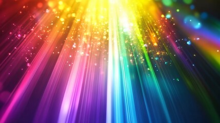 Vibrant Rainbow Light Beams with Sparkling Particles for Fantasy or Spiritual Backgrounds Generative AI