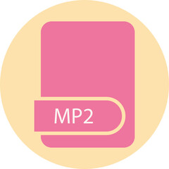 MP2 File format icon circular