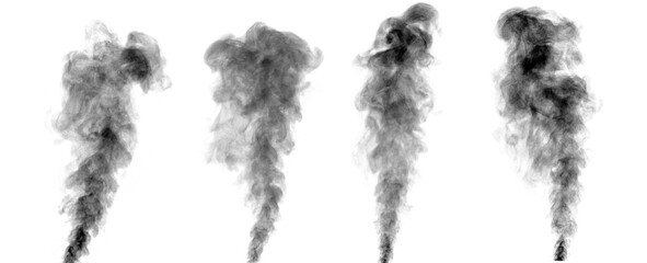 Isolated black fog or smoke effect on white background and black smoke, black clouds, fog or smoke,...