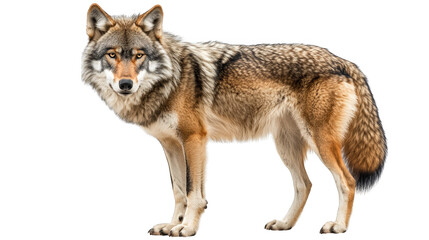 Obraz premium Grey wolf standing isolated transparent background