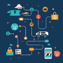 Naklejka premium Online Shopping Journey