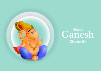 vector illustration of Lord Ganpati on Ganesh Chaturthi background