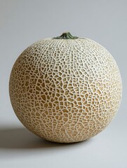 A Whole Cantaloupe With a White Net-Like Pattern