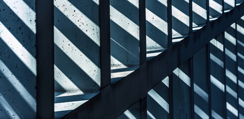 Abstract architectural background featuring angular shadows from a minimalist structure under bright sunlight