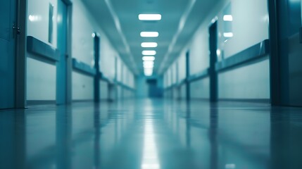 Obraz premium Blurry hospital hallway healthcare and medical
