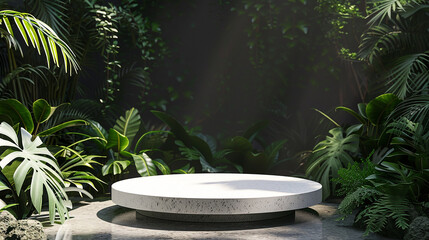podium product cosmetic platform background forest green display