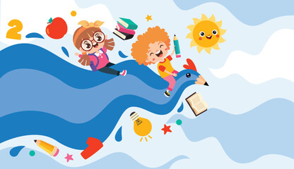 Success Concept With Kids And Pencil