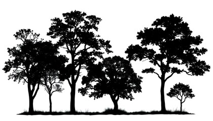 Obraz premium Silhouetted Trees Against a White Background
