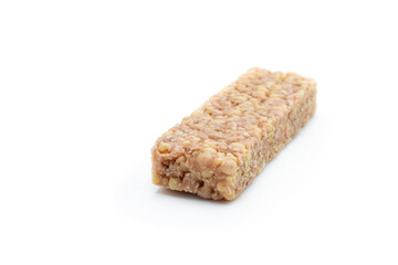 Healthy muesli bar isolated on white background