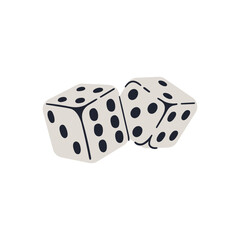 Game dice on the white background. Hand drawn vector illustration.