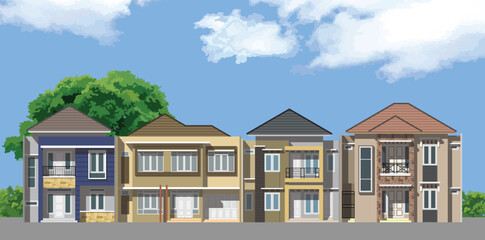 Four different modern houses style, tropical modern design