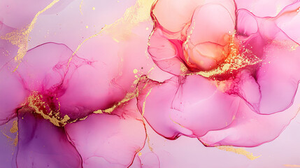Elegant Pink and Gold Marble Alcohol Ink Background