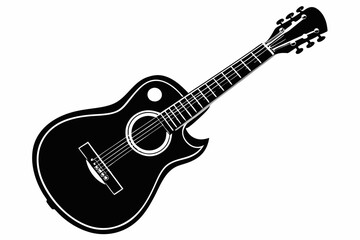 Acoustic guitar black icon silhouette vector,guitar silhouette