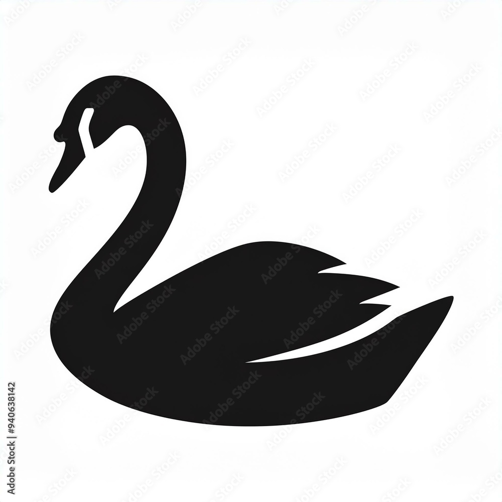 Wall mural swan black icon isolated on white