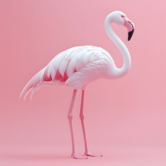 Fototapeta premium Pink Flamingo on Pink Background