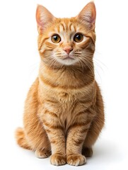 Fototapeta premium Cute Orange Tabby Cat Sitting Isolated on White Background