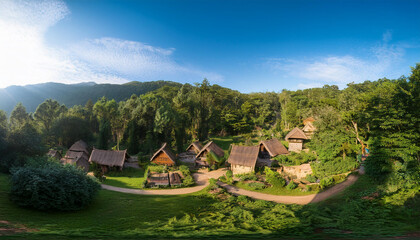 Obraz premium 森に囲まれた村 02