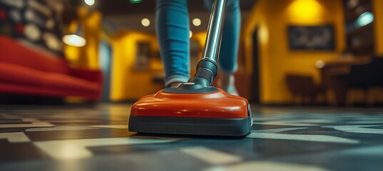 Fototapeta premium Vacuum cleaner machine. Household chore. Generative AI technology. 