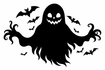 Halloween ghost Black silhouette vector illustration