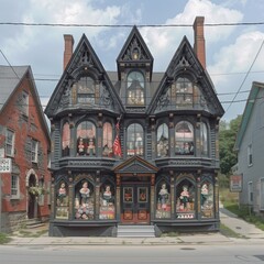 A variety of vintage and sophisticated stores, toy stores, doll stores. Generative AI