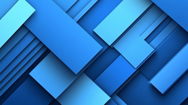 Abstract Blue Geometric Shapes with Shadows