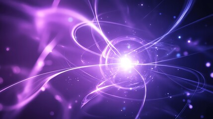 Fototapeta premium Abstract purple and white light energy swirling in a dark background.