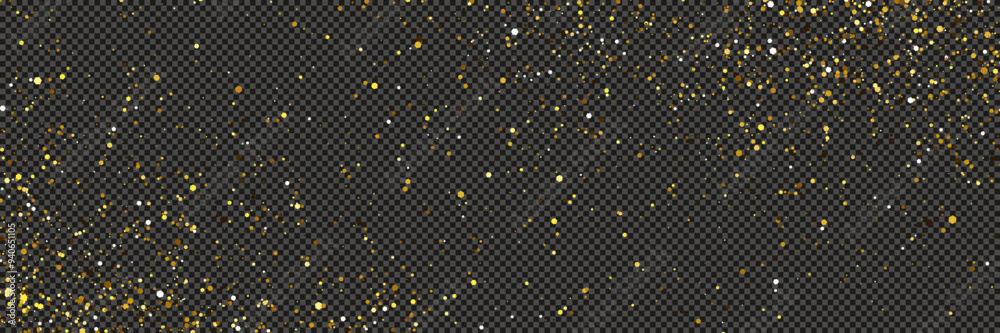 Poster Gold glittering dust with stars on transparent backdrop