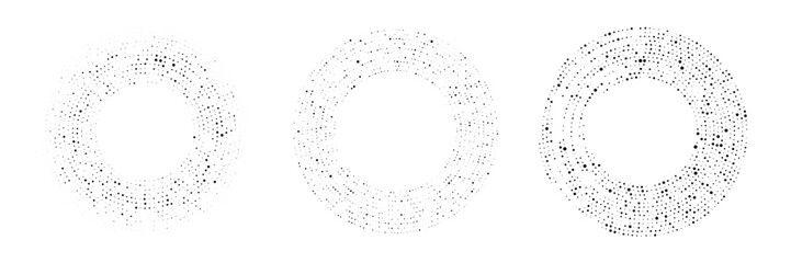 Set of circle halftone dotted backgrounds