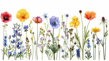 Fototapeta premium Different beautiful flowers isolated on white, set