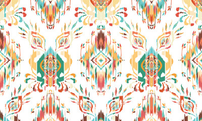 Abstract Ikat seamless pattern, perfect for ethnic-themed backgrounds, curtains, carpets, wallpapers, clothing, and decorations. Ideal for wrapping paper, batik,greeting cards, printing,creative uses.