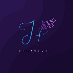 Letter H leaf logo for beauty, fashion, and cosmetics. Beautiful Floral H Botanical Logo