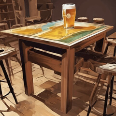 Beer In table Illustration Design Very Cool	
