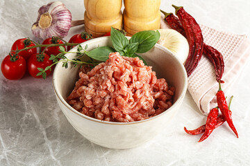 Raw minced pork uncooked meat