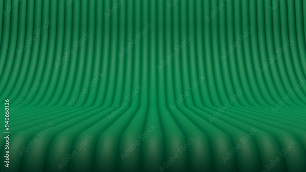 Poster green wave background. 3d background with empty space for product or text. 3d rendering illustration