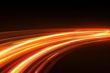 Vibrant Neon Orange Speed Lines on Dark Background, Abstract Dynamic Motion Effect, Futuristic Energy Graphics Representing Technology and Movement