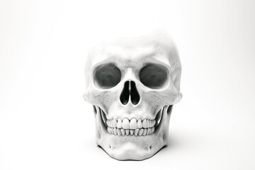 Fototapeta premium Realistic Human Skull on White Background with Dramatic Lighting
