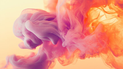 Fototapeta premium abstract coral and peach ink storm artwork, abstract illustration of ink flowing in the clear water, creating an abstract design with fluid shapes and splashes of color