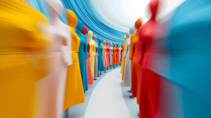 Colorful abstract figures in motion create a dynamic and vibrant visual effect, perfect for artistic and creative projects.
