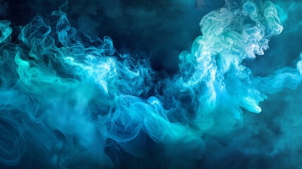 abstract electric blue and neon green ink storm artwork, abstract illustration of ink flowing in the obsidian water, creating an abstract design with fluid shapes and splashes of color