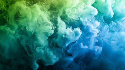abstract electric blue and neon green ink storm artwork, abstract illustration of ink flowing in the water, creating an abstract design with fluid shapes and splashes of color