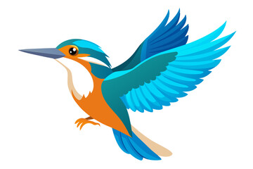 Beautiful flying kingfisher different posture vector art illustration