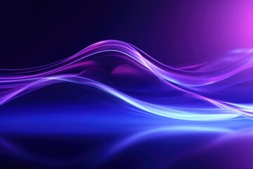 Abstract flowing neon wave purple background