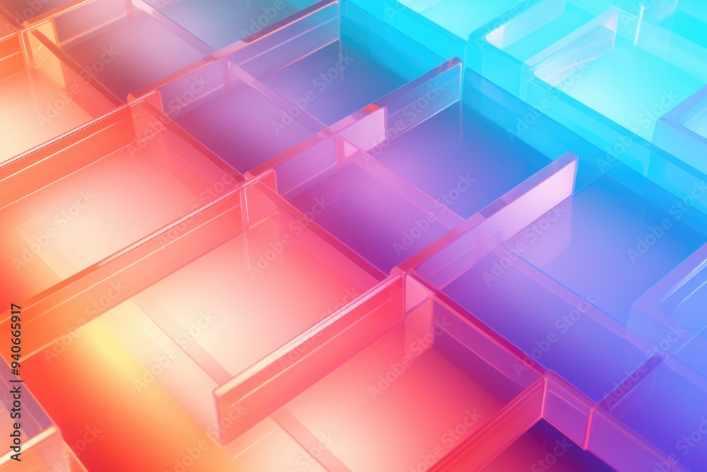 Poster abstract light neon soft glass background texture in pastel colorful gradient.