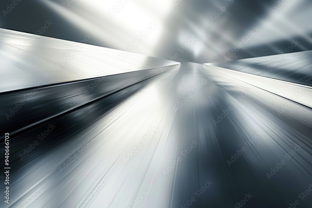 Poster abstract perspective of a metallic surface with a blurred background.