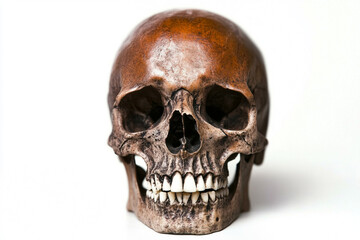 Fototapeta premium Realistic Human Skull on White Background with Dramatic Lighting
