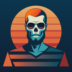 vintage skull t-shirt graphics trendy design  vector illustration 