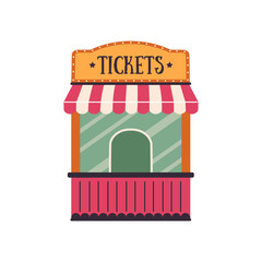 Amusement park ticket office isolate on white background. Vector graphics.