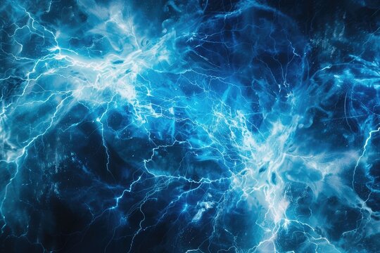 Blue and white energy with electrical electricy plasma power crackling fusion